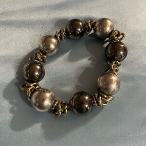 Bold Silver and Black Beaded Bracelet
